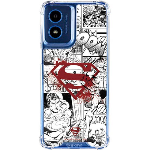 DC Comics Superman Comic Pattern Logo in Red Moto G 5G (2024) Clear Case